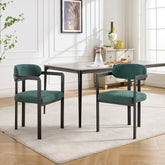 Modern Dining Room Chairs Set of 2, Mid-Century Upholstered Boucle Kitchen Dining Chairs with Black Metal Legs side chair