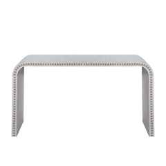 Washed white Console Table, 59in Entryway Table, Curved Waterfall-style Table,Console table with wood beads,Entrance Table for Entryway, Hallway, Living Room, Foyer, Corridor, Office