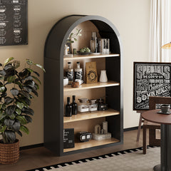 4-Tier Black Arched Bookshelf, 43" Tall Arched Bookcase with Storage Shelves