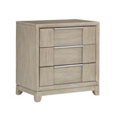 Light Gray Finish 3-Drawers Nightstand with Charging Port Modern Style Bedroom Furniture 1pc Bedside Table