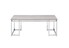 Modern Contemporary Coffee Table Natural Oak Living Room Furniture 1pc Center-Table Chrome Finish Frame Occasional Table