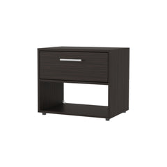 FM FURNITURE Round Rock Nightstand with a Drawer. Stained Walnut