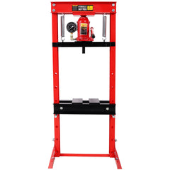 20Ton Bottle Jack Shop Press with Gauge, Bend, Straighten, or Press Parts, Install Bearings, U-Joints, Bushings, Ball Joints, and Pulleys,Red