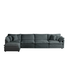 Modular Sectional Sofa for Living Room,U Shaped Couch 5 Seater Convertible Sectional Couch with 1 Ottoman ,Gray Chenille