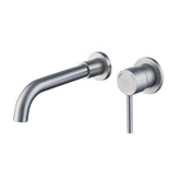 Wall Mount Faucet for Bathroom Sink or Bathtub, Single Handle 2 Holes Brass Rough-in Valve Included, Brushed Nickel