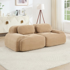 82'' 2-seat sofa in luxuryCorduroy Fabric modular for free combo separation curved armrests ,anti-slip design high-resilience sponge fits living rooms bedrooms Audiovisual Room,Camel