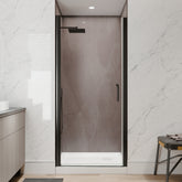 34-36 in.W x 72 in.H Pivot Frameless Shower Door,1/4 in. Clear Glass Pivot Swing Shower Doors in Matt Black,Pivot Shower Door Reversible Installation