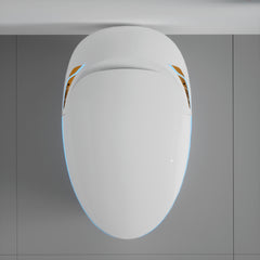 Unique Smart Toilet with Bidet Built In, Intelligent One Piece Toilet For Modern Bathroom, Auto Open/Close Seat, Foot Sensor, LED Display,Night Light, Warm Water & Dryer,White