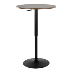 Elia Contemporary Adjustable Bar Table in Black Metal and Walnut Wood Top by LumiSource