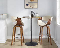 Elia Contemporary Adjustable Bar Table in Black Metal and Walnut Wood Top by LumiSource