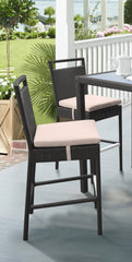 Luvien Outdoor Patio Wicker Barstool with Water Resistant Beige Fabric Cushions