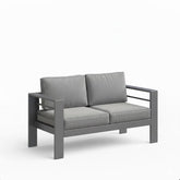 52" All-Weather Metal Loveseat Patio Sofa with Thick Gray Cushions & Gray Frame