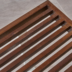 Dining Bench, Acacia Wood with Iron Legs, Modern, Contemporary, Dark Brown and White, Wash
