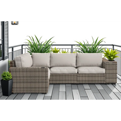 LSI 102'' Wide Outdoor Wicker Patio Sectional with Cushions – Fully Assembled & Reversible Design