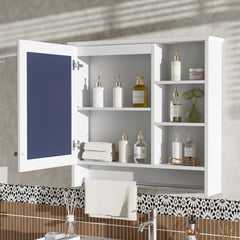 30 inch Wall-Mount 2-in-1 Mirror Cabinet with Adjustable Shelf, Soft-Closing Hinges, High-Quality MDF, for Bathroom Vanity, Living Room, Bedroom Storage Organizer