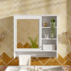 30 inch Wall-Mount 2-in-1 Mirror Cabinet with Adjustable Shelf, Soft-Closing Hinges, High-Quality MDF, for Bathroom Vanity, Living Room, Bedroom Storage Organizer