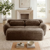 80''Soft Plush Fabric,Boneless Sofa,No Assembly Required,Bottom Anti-Slip Design With Chaise,Deep Seat Design,32D High Density Sponge Free Combination For Study,Chocolate