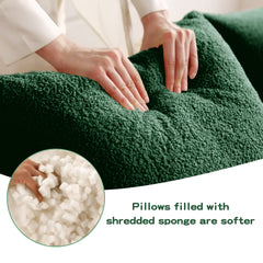 4-Seat Boneless Sofa, High-Quality Teddy Fabric,No assembly required Curved armrest,Anti-slip Design,32D High Density Sponge Full Compression Vacuum Packag,For Studies Iiving Rooms,Green