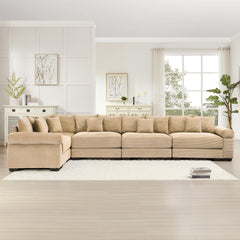 Oversized Cloud Modular Sectional Couch,Convertible Sectional Couches Deep Seat Extra-Wide Armrests, 16 Throw Pillows Premium Corduroy Fabric,Ergonomic Design,Easy Assembly, For Study,Camel