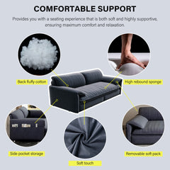 66" Queen Pull Out Sofa Bed, 3-in-1 Convertible Sleeper Sofa with Side Storage,Multi-Functional Velvet Loveseat Bed for Living Room,Grey(Old Sku:W1885S00045 /W1885S00223 )