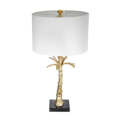 D16x31" Leaf Lamp with Marble Base, Gold (Lamp Shade Assembly Required)
