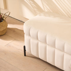 49.21" Wide Upholstered Velvet Storage Soft Bench Footstool Ottoman End of Bed with Metal Legs, Foot Rest for Living Room, Entryway and Bedroom. Beige