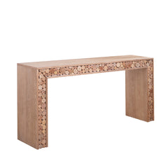 Rustic Wood Console Table with Natural Log Accents – 62" Entryway Table, Narrow Sofa Table, Hallway Accent Table – Modern Farmhouse Style