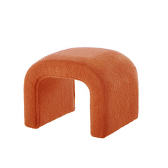 Set of 3 U-Shaped Modern Bench Teddy Ottoman Bench for Entryway, Bedroom End of Bed, Set of 3 Small Sofa Footrest Extra Seating for Living Room, 44+18 Inch Bench Bench & Ottoman- Orange