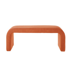 Set of 3 U-Shaped Modern Bench Teddy Ottoman Bench for Entryway, Bedroom End of Bed, Set of 3 Small Sofa Footrest Extra Seating for Living Room, 44+18 Inch Bench Bench & Ottoman- Orange