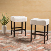 Set of 2, 26.75" Backless Fabric Counter Height Barstool, Beige