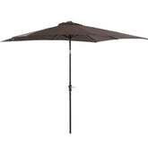 Outsunny 9' x 7' Solar Umbrella, LED Lighted Patio Umbrella for Table or Base with Tilt & Crank, Outdoor Umbrella for Garden, Deck, Backyard, Pool, Beach, Brown