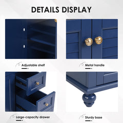 36" Blue Bathroom Vanity with Ceramic Sink - Soft-Close Drawers, Solid Wood Frame, Multi-Organizer Storage , 92x47x86cm