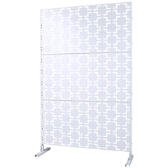 Outdoor & Indoor Privacy Screen Metal Privacy Screen 76" H×48" W, Freestanding Decorative Privacy Screen for Deck Balcony Patio, Privacy Fence Panels for Outside Lawn Garden PS105 WHITE