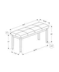 Bench, 44" Rectangular, Dining Room, Entryway, Kitchen, Hallway, Upholstered, Wood, Cream Fabric, Grey Solid Wood, Transitional