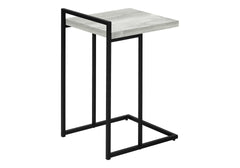 Accent Table, C-shaped, End, Side, Snack, Living Room, Bedroom, Grey Laminate, Black Metal, Contemporary, Modern