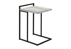 Accent Table, C-shaped, End, Side, Snack, Living Room, Bedroom, Grey Laminate, Black Metal, Contemporary, Modern