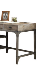 Gorden Weathered Oak Finish Antique Silver Metal Writing Desk