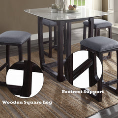 1pc Counter Height Stool with Footrest Padded Seat Cushion Espresso Finish Wood Dining Room Furniture