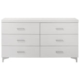 Contemporary White Finish Storage Dresser of 6 Drawers Wooden Bedroom Furniture 1pc