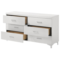 Contemporary White Finish Storage Dresser of 6 Drawers Wooden Bedroom Furniture 1pc