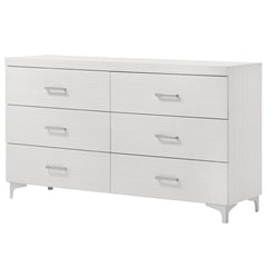 Contemporary White Finish Storage Dresser of 6 Drawers Wooden Bedroom Furniture 1pc