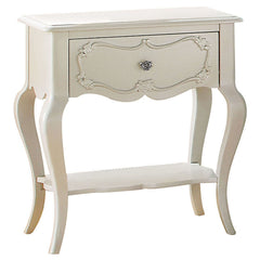Pearl White 1-Drawer Nightstand with Shelf