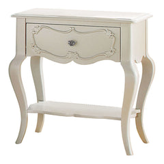 Pearl White 1-Drawer Nightstand with Shelf