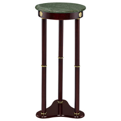 Elna Merlot and Green Accent Side Table with Round Top Plant Stand