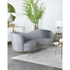 Reigha Grey and Gold Upholstered Sofa