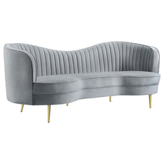 Reigha Grey and Gold Upholstered Sofa