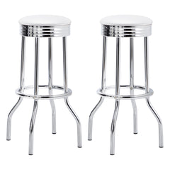 Midge White Upholstered Metal Swivel Bar Stool (2 of Set)