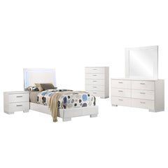 Dulcey White High Gloss 5-piece Twin Bedroom Set