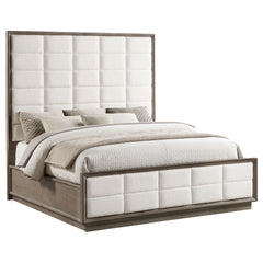 Prescott Taupe Oak Eastern King Panel Bed
