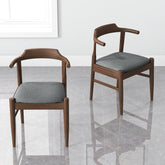 Daisy Mid-Century Modern Gray Fabric Dining Chair with Solid Wood Frame 18.50" L x 22.50" W x 28.00" H Farmhouse Kitchen Side Chairs with Foot Pegs (Set of 2)